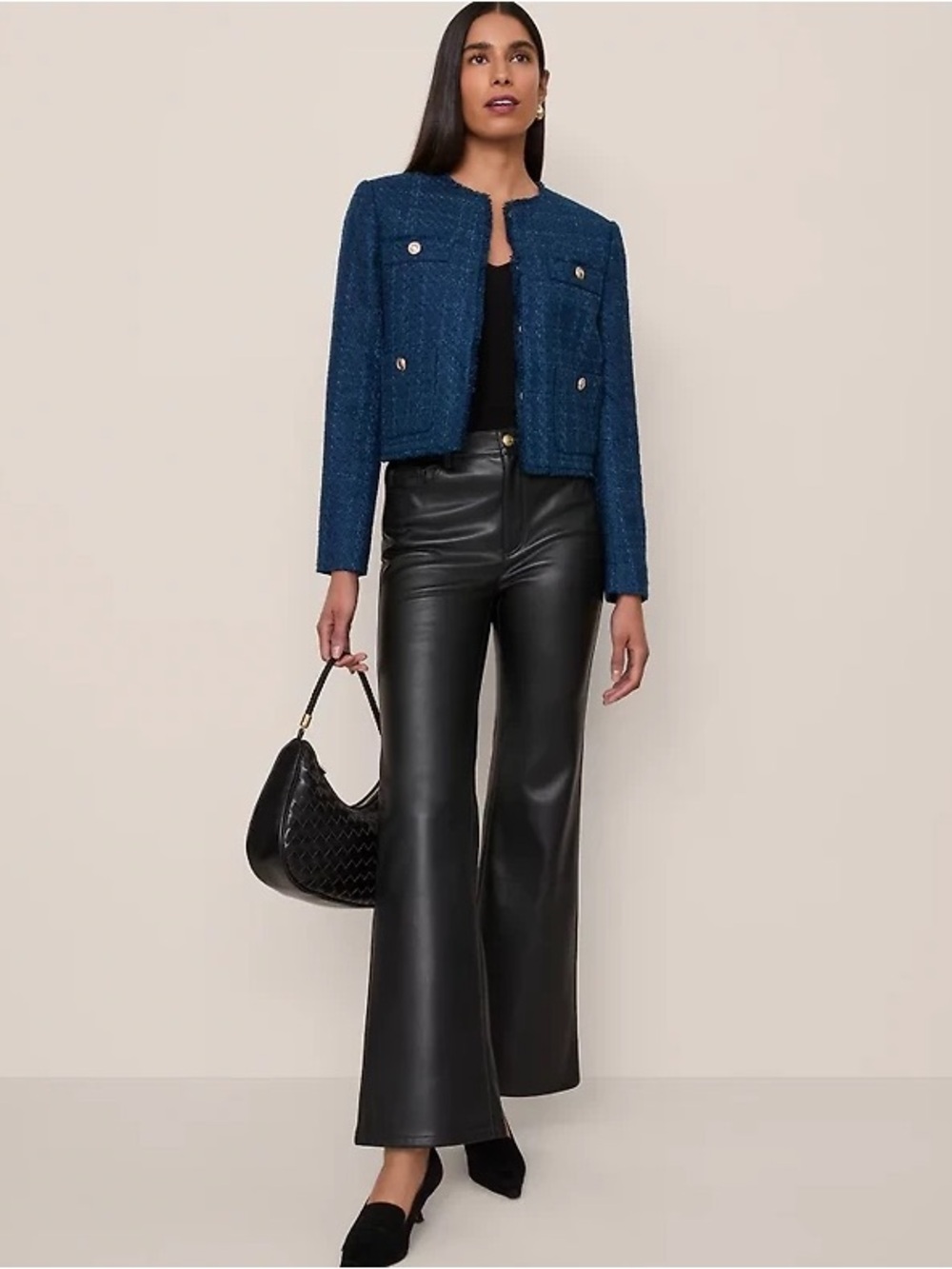 Ann Taylor The Petite Cropped Crew Neck Jacket in Tweed